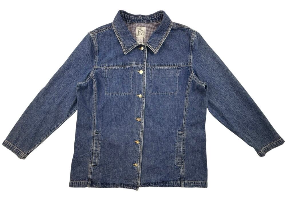 Vintage 90s Chore Jacket Denim Jean Barn Coat Y2K Field Gear Women XL